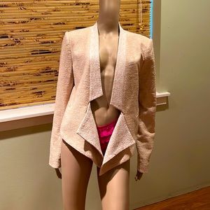 BCBGMaxAzaria High-low Beige And Tan Acrylic Blend Lined Blazer Size L